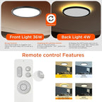 TALOYA Flush Mount Ceiling Light with Remote,3000K-6500K Adjustable,2000K Nightlight,12 Inch, Led Low Profile Ceiling Lights for Bedroom, Living Room, Kitchen, Black