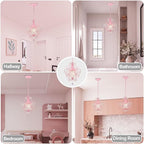 Pink Chandelier for Bedroom, 90% Pre-Assembled 1 Light Small Crystal Chandelier, Mini Acrylic Crystal Ceiling Light Fixture Charming for Girls Room, Closet, Bathroom, Entryway, Dining Room