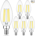 Cotanic Dimmable E12 Candelabra LED Bulb 5000K Daylight 60W Equivalent, Ceiling Fan Light, Type B Candle C35 Filament Chandelier Clear Glass, 600LM, 6 Pack