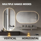 55"x28" Oval Led Bathroom Mirror with Lights, Frameless Backlit Vanity Mirror for Wall, Anti Fog Smart Mirror with 3 Colors Stepless Dimmable, Waterproof, Explosion-Proof, Vertical/Horizontal