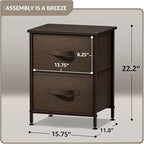 Sorbus Nightstand with 2 Drawers - Bedside Furniture End Table Night Stand with Steel Frame, Wood Top & Easy Pull Fabric Bins - Small Dresser & Chest for Home, Bedroom Accessories & Office