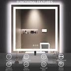 LOAAO 36X36 LED Bathroom Mirror with Lights, Anti-Fog, Dimmable, Backlit + Front Lit, Lighted Bathroom Vanity Mirror for Wall, Memory Function, Tempered Glass, Safe to Use, ETL Listed