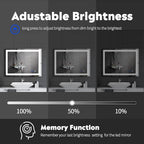36 x 28 LED Bathroom Mirror with Lights Led Mirror Bathroom Lighted Large Wall-Mounted Vanity Mirror Smart Touch Button,Anti-Fog,Waterproof,Stepless Dimmable,Adjustable Color