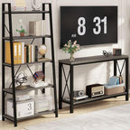 BON AUGURE Console Tables for Living Room, Industrial Couch Table Behind Sofa, Wood Metal Entryway Tables for Hallway, Entry Way Table for Foyer, Entrance, Front Door (Dark Grey Oak, 47 Inch)