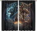 Cool Norse Viking Theme Curtains,Fantasy Ancient Symbols Wildlife Wolf Nordic Vikings Window Drapes Thermal Insulated Rod Pocket Blackout Drapes for Bedroom 2 Panels 63L x 36W