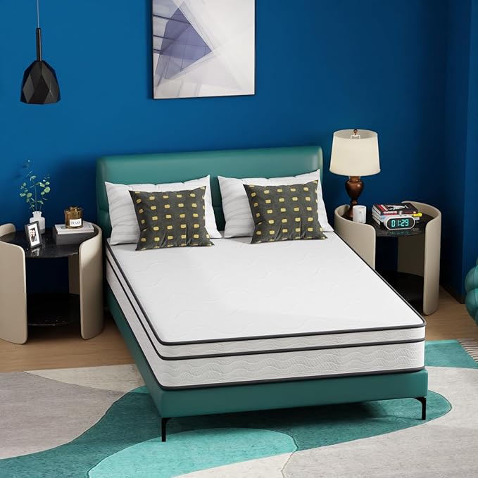 PayLessHere | 10 Inch Full Mattress | Medium Firm Hybrid Mattress | White | with High-Density Foam and Breathable Cover | Pocket Spring Design, Pressure Relief | Bed in a Box, CertiPUR-US Certified
