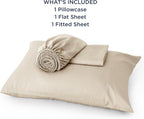 Bedsure Cooling Sheets Twin XL, Rayon Derived from Bamboo, Breathable & Soft Twin XL Sheet Sets, Deep Pocket Up to 16 Inches, Hotel Luxury Silky Dorm Bedding for Hot Sleepers, Beige