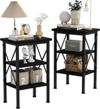 VECELO Modern Nightstands X-Design Side End Table Night Stand with Storage Shelf for Bedroom,Living Room,