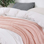 BOURINA Pink Throw Blanket 60x80 Inches Throw Textured Solid Soft Sofa Throw Couch Knitted Decorative Blanket