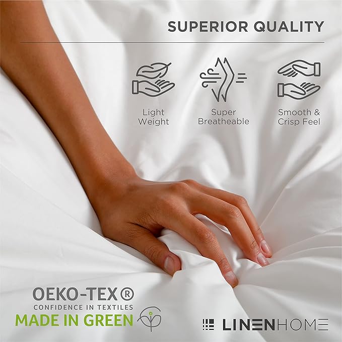 Linen Home 100% Cotton Percale Sheets King Size, Tera Clay, Deep Pocket, 4 Pieces Set - 1 Flat, 1 Deep Pocket Fitted Sheet and 2 Pillowcases, Crisp Cool and Strong Bed Linen