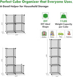 C&AHOME Cube Storage Organizer, 4-Cube Shelves Units, Closet Cabinet, DIY Plastic Modular Book Shelf Ideal for Bedroom, Living Room, Office, 24.8" L x 12.4" W x 24.8" H Grey UPCS04G