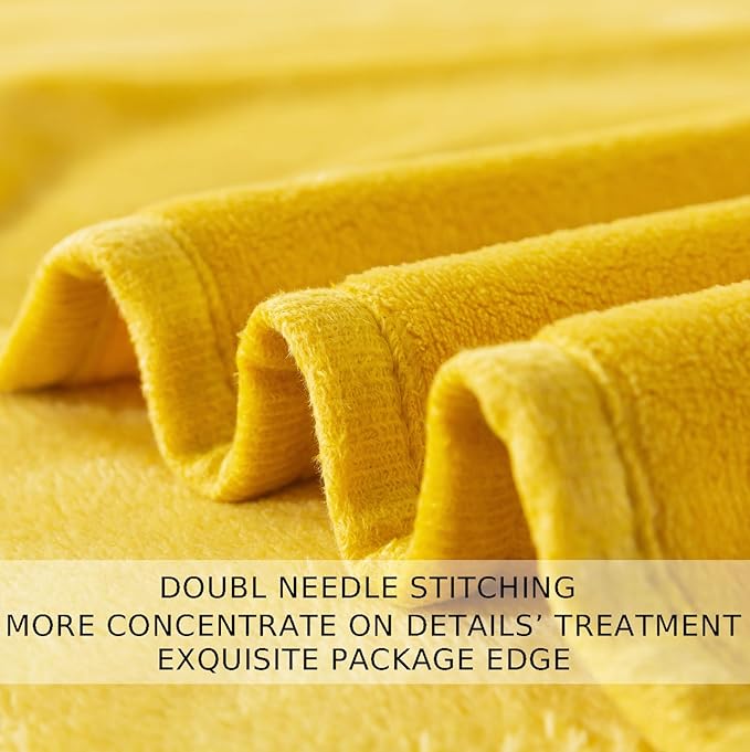 HOZY Soft Twin Size Blanket for All Season Lightweight Thermal Fleece Summer Autumn Fall Winter Spring Blankets for Twin/Twin XL Extra Long Bed Couch Sofa,66x90 Inches,Yellow