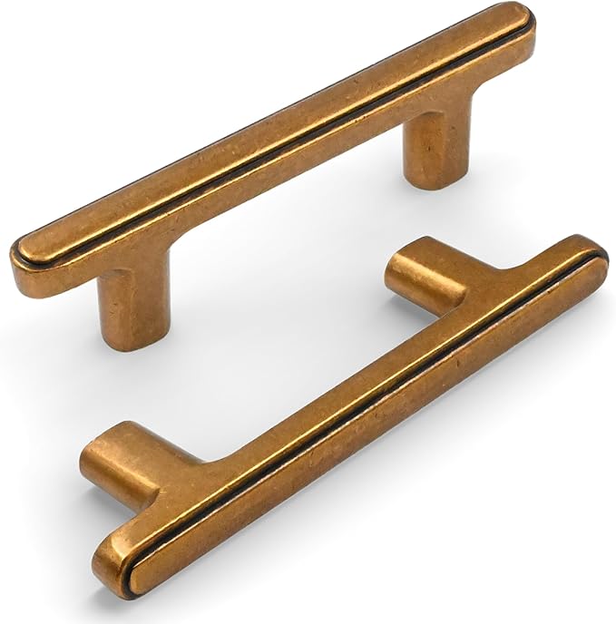 10 Pack 3 Inch(76mm) Kitchen Cabinet Handles Antique Brass Cabinet Pulls Vintage Retro Kitchen Cabinet Hardware Drawer Pulls for Cupboard Wardrobe