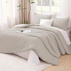 Litanika Linen Grey Comforter Set Twin/Twin XL Size, 2 Pieces Lightweight Solid Bedding Comforter Set, All Season Fluffy Bed Set (66x90In Comforter & 1 Pillowcase)