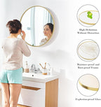 Sweetcrispy 30in Round Bathroom Mirrors for Wall, Bathroom Mirrors for Over Sink, Wall Decor for Bathroom, Entryway, Bedroom, Vanity, Classical Gold