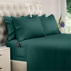DREAMCARE Full Size Sheets Set - 6 Pcs Deep Pocket Cooling Bed Sheets - Soft, Long Lasting 100% Brushed Microfiber with Side Pocket (Emerald Green, Full)