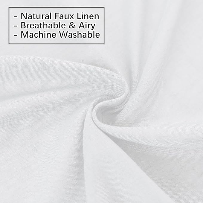 White Sheer Curtains 102 Inch Long, Cotton Linen Textured Light Filtering Drapes, Privacy Living Room Window Decor, Semi-Transparent Floor to Ceiling Pinch Pleat Curtain with Hooks