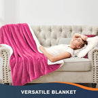 Walensee Sherpa Fleece Blanket (Throw Size 50”x60” Hot Pink) Plush Throw Fuzzy Super Soft Reversible Microfiber Flannel Blankets for Couch, Bed, Sofa Ultra Luxurious Warm and Cozy for All Seasons