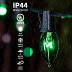 C9 Christmas String Light Green, 25ft Vintage Christmas Tree Lights, Outdoor Roofline String Lights with 25+2 Green Bulbs for Patio Garden Holiday Indoor Home Xmas Decoration, Green Wire