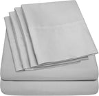 Sweet Home Collection 6 Piece 1500 Supreme Collection Brushed Microfiber Deep Pocket Sheet Set-2 Extra Pillow Cases, Great Value, Split King, Silver