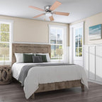 Prominence Home Benton Traditional 52 Inch Ceiling Fan with Light, LED Flush Mount Ceiling Fan, Indoor Fan with 5 Blades, Brown Walnut and Brown Maple Blade Finish Options, Brushed Nickel (51428-01)