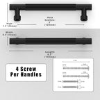 10 Pack Matte Black Knurled Cabinet Pulls 5 Inch(128mm) Kitchen Cabinet Handles Solid Zinc Alloy Cabinet Hardware Drawer Pulls