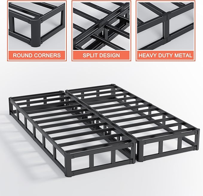 9 Inch Split Full Size Box Spring Metal High Profile Box Spring Full Size Bed with Fabric Cover, Heavy Duty, Mattress Foundation, Easy Assembly, Noise Free