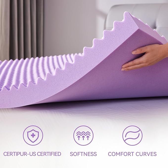 SINWEEK 2 Inch Egg Crate Memory Foam Mattress Topper Twin XL, Twin Extra Long Mattress Pads for College Dorm Single Bed, Pressure Relieve CertiPUR-US Certified,39x80 Inches