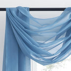NICETOWN Decorative Stone Blue Window Scarf for Beach, Voile Sheer Curtains Flexible Valances Bed Canopy for Wedding Arch Kids Room, 2 Panels, W60 x L216