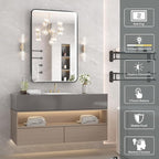 24x36 Inch LED Bathroom Mirror with Lights, Black Metal Framed LED Mirror for Bathroom, 3 Colors and Stepless Dimmable Wall Mounted Lighted Bathroom Vanity Mirror, Anti-Fog, Memory