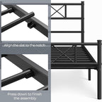Yaheetech Twin XL Size Metal Platform Bed Frame with Simple Headboard and Footboard, Mattress Foundation for Under Bed Storage, Steel Slat Support, No Box Spring Needed, Easy Assembly, Black