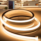 LED Strip Lights Warm White 3000K,65.6ft 110-120V Neon Rope Lights,Flexible Silicone Outdoor Waterproof Neon Strip Lights for Bedroom,Mirror,Kitchen Cabinet, Living Room,Halloween Decor