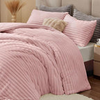 BEDELITE Fleece Full Comforter Set -Super Soft & Warm Fluffy Pink Bedding, Luxury Fuzzy Heavy Bed Set for Winter with 2 Pillow Cases
