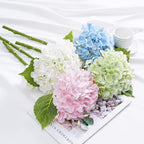 Waipfaru 21" Real Touch Hydrangea Artificial Flowers with Long Stem & Leaves, Full Latex Faux Hydrangea Flowers for Home Decor Party Floral Arrangements Wedding Bouquets Centerpieces, Green 3Pcs