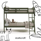 Storkcraft Long Horn Twin-Over-Twin Bunk Bed (Olive) - GREENGUARD Gold Certified, Converts to 2 Individual Twin Beds