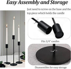 Set of 6 Black Taper Candle Holders, Metal Black Candlestick Holders, Tall Candle Holder, Fits 3/4 inch Thick Candle&Led Candles, for Table Centerpiece, Wedding, Dinning, Party Home Decor