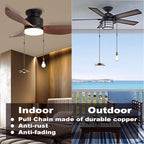 Ceiling Fan Pull Chain Decorative Ornaments Extension for 13.6 Inch Fan Pulls and Light - 2 Pcs (Bronze)