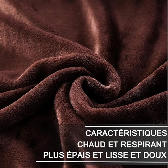 HOZY Soft Blanket Queen Size Fleece Warm Fuzzy Throw Blankets for The Bed Sofa Lightweight 350GSM Chocolate 90"*90"