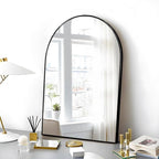 20x30 Arch Mirror Rectangle Wall Mounted Metal Frame Mirrors for Entryway Bedroom Bathroom Living Room 20 30 inch Gold Silver - Black