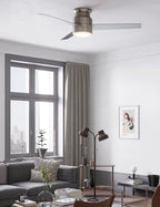warmiplanet Flush Mount Ceiling Fan with Lights Remote Control, 52-Inch, Brushed Nickel, 3-Blades
