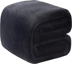 Polar Fleece Blanket Travel Size Lightweight Throw for The Bed Extra Soft Brush Fabric Super Warm Sofa Blanket 50"x 61"(Black Travel)