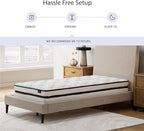 Signature Design by Ashley Full Size Chime 10 Inch Medium Firm Hybrid Mattress with Cooling Gel Memory Foam for Pressure Relief, Fiberglass Free, Mattress In A Box