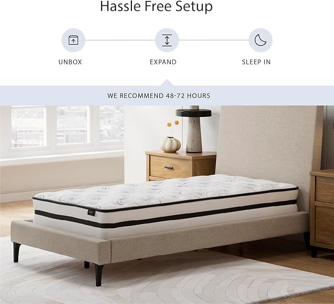 Signature Design by Ashley Full Size Chime 10 Inch Medium Firm Hybrid Mattress with Cooling Gel Memory Foam for Pressure Relief, Fiberglass Free, Mattress In A Box
