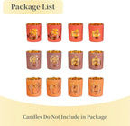 Hewory Thanksgiving Votive Candle Holders: Fall Glass Tea Light Candle Holder Set of 12, Thanksgiving Table Decorations Centerpieces for Dinner Table Fireplace Mantle Fall Decorations for Home Party