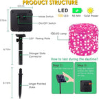 Solar String Lights Outdoor, 2-Pack Total 80FT 200 LED Solar Christmas Twinkle Lights Outside Waterproof Copper Wire 8 Modes Solar Fairy Lights for Garden Tree Party Birthday Christmas Decor (Pink)