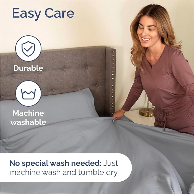 Twin 4 Piece Sheet Set - Comfy Breathable & Cooling - Ultra-Soft Hotel Luxury Bedding Set with 8-16 Inch Deep Pockets - 1 Flat & 1 Fitted Sheet & 2 Pillowcases - Wrinkle Free & Easy Care - Steel Blue