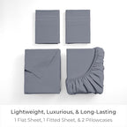 Mellanni King Sheets Set - 4 PC Iconic Collection Bedding - Hotel Luxury, Extra Soft, Cooling Bed Sheets - Wrinkle, Fade, Stain Resistant (King, Mineral Gray)