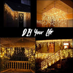 Toodour Christmas Icicle Lights Outdoor, 360 LED 29.5ft 8 Modes Fairy Icicle String Light with 60 Drops, Led Christmas Lights Twinkle for Holiday, Party, Wedding, Eaves, Xmas Decorations (Warm White)