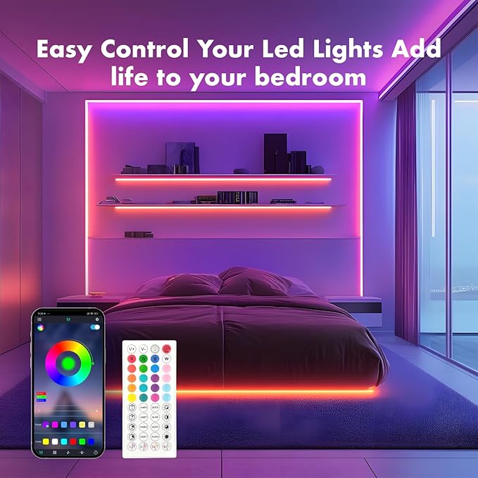 Neon Rope Lights, JIAMEI 19.6FT RGB LED Strip Lights, App Control, IR Remote, Music Syncing, Outdoor IP67 Waterproof, Flexible Strip Cuttable for BedHead,Underbed,Ceiling,Background Wall