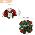 NUPTIO Artificial Flower Centrepieces for Tables - 10 Pcs Crimson & White Fake Flowers Roses Balls 9.5in Diameter - Silk Faux Rose Arrangement for Wedding Party Centerpiece Table Decorations